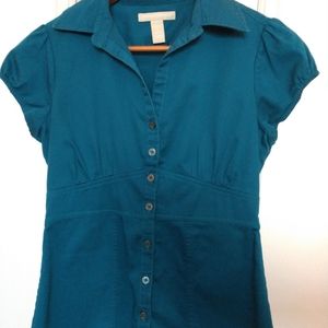 Banana Republic teal blue dress shirt size 2